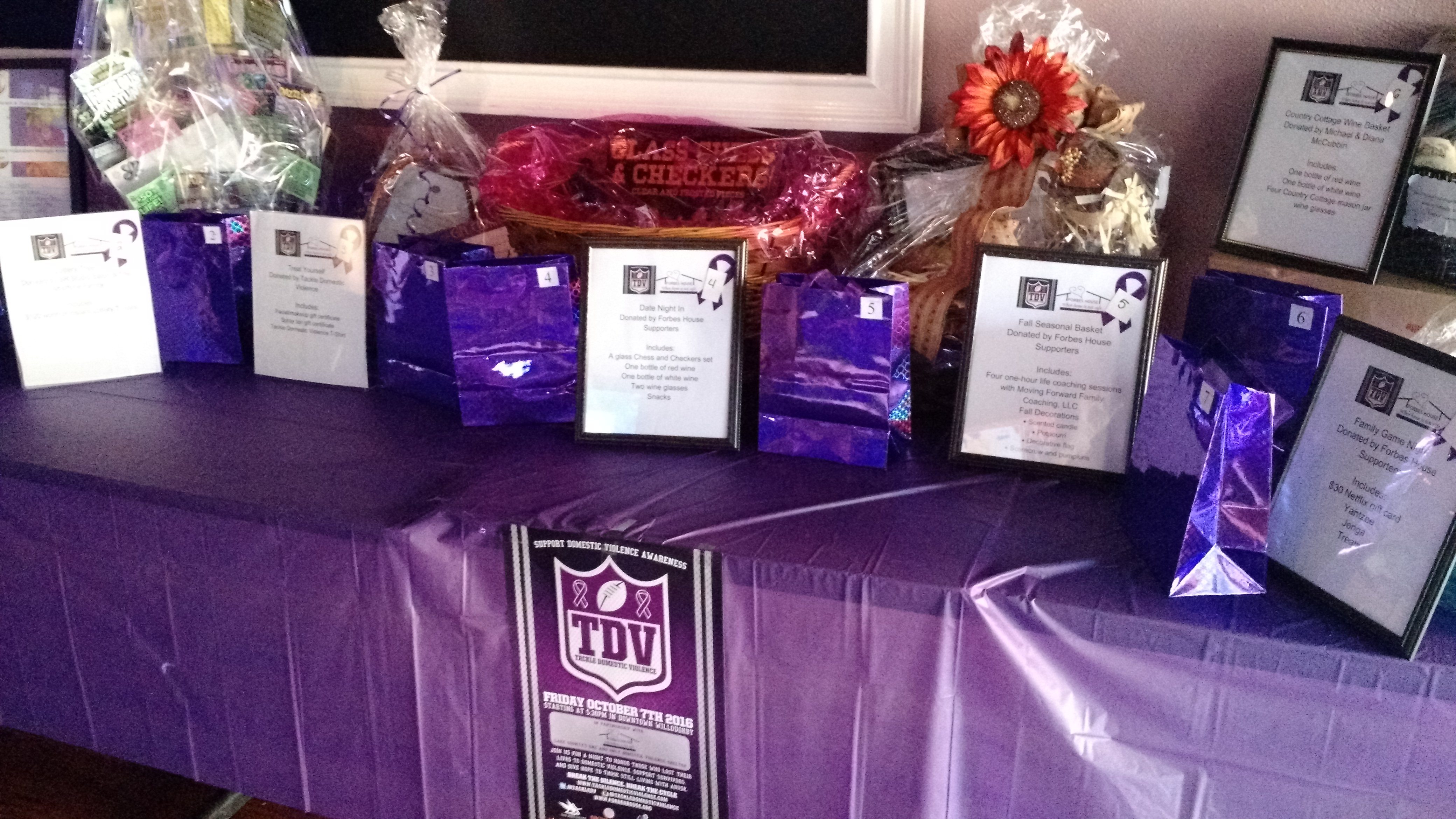 Chinese Raffle Prize Table at Tackle Domestic Violence Event in October 2016